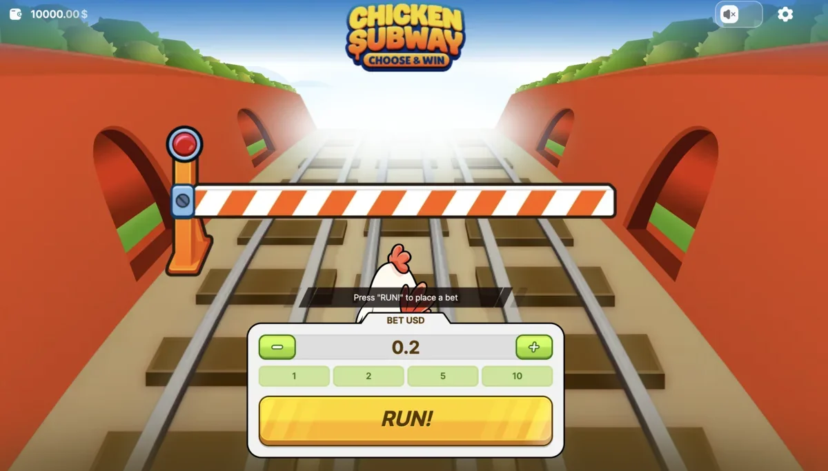 Chicken Subway main game screen with betting panel
