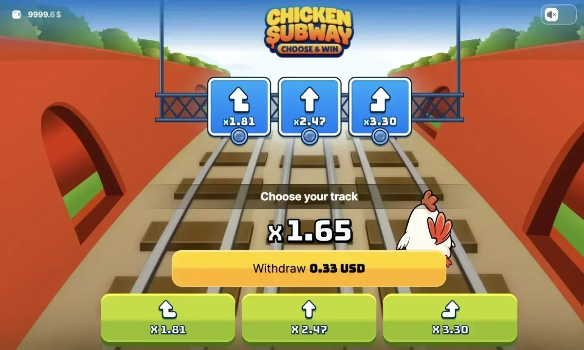 Chicken Subway high multiplier options x1.81 x2.47 x3.30