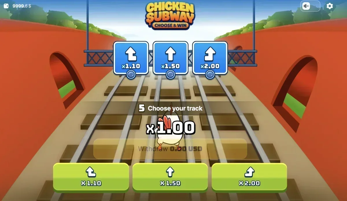 Chicken Subway track selection with multiplier options