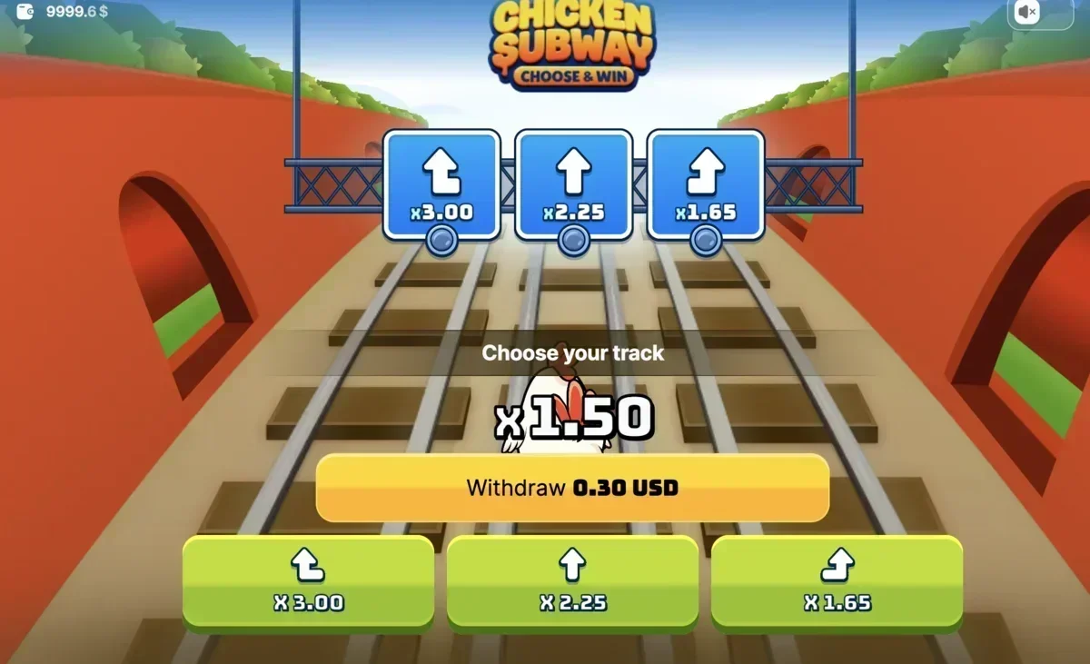 Chicken Subway withdraw button during gameplay